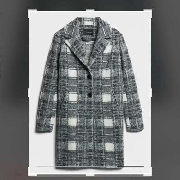 - Banana Republic Factory Plaid Knit Wool Overcoat - Picture 4 of 9